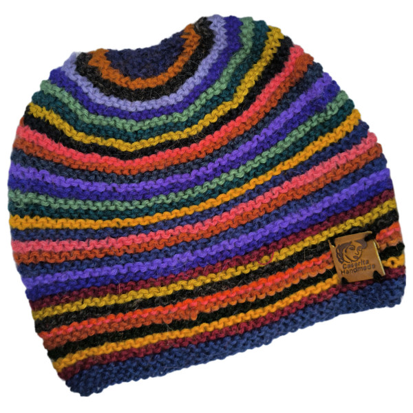 Gorro arcoíris tejido a mano Talla grande