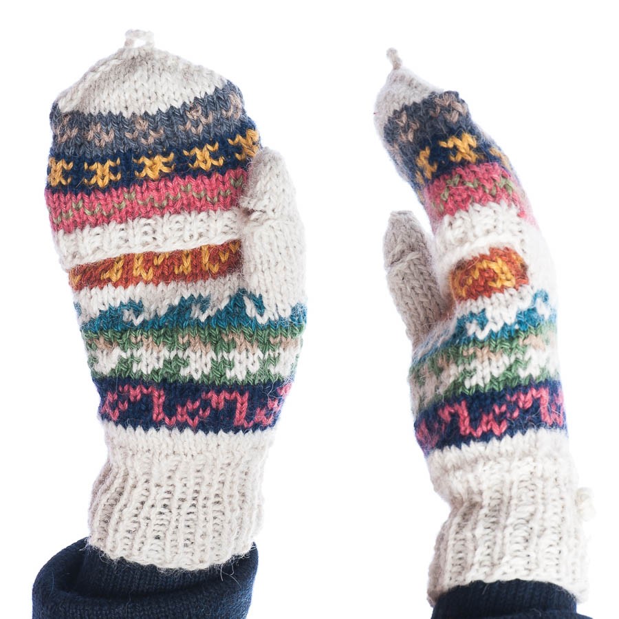 Guantes manoplas coloridas - Talla M - Blanco 